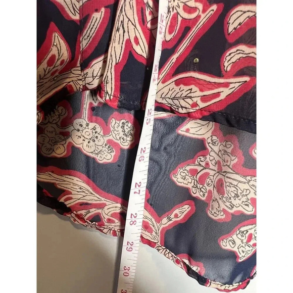 ZARA Sheer Studded FLORAL PRINT BLOUSE Button Down Pullover Career Top Sz Small - Picture 7 of 10